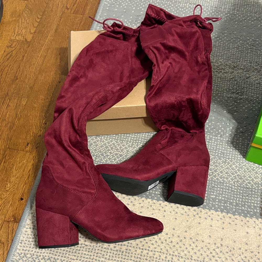 Charlotte Russe Burgundy Over the Knee Boots
